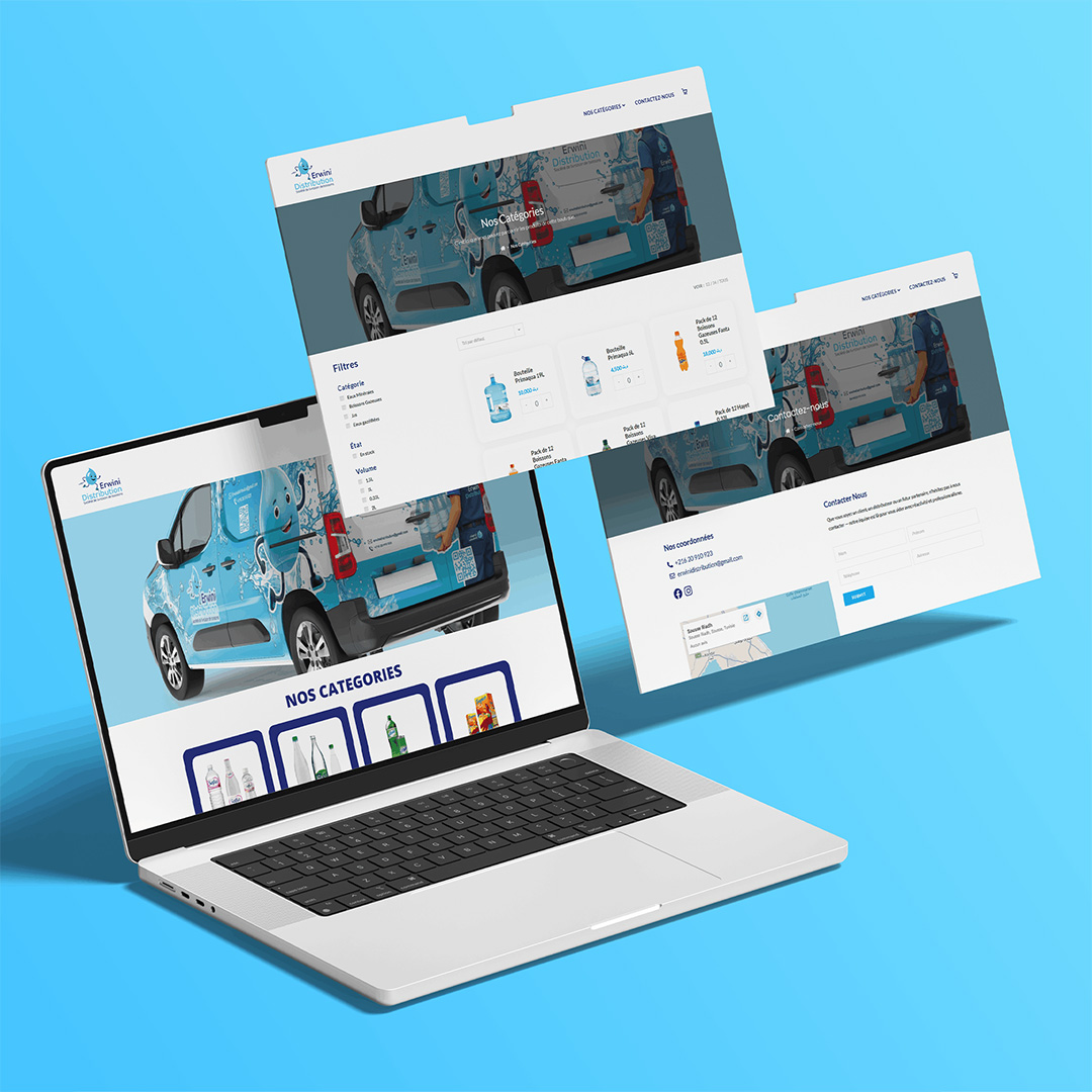 Erwini website mockup